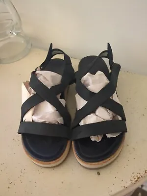 Merrell Juno Mid Backstrap Wrap Leather Sandals Black Womens Size 9 • $22.99