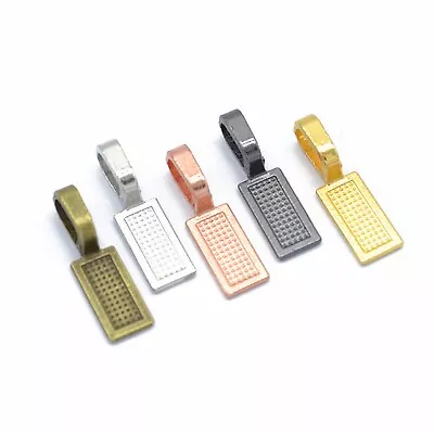 25 Alloy Square Glue On Bails Pendant Cabochon 19X9mm Charm Pendant Holders  • £4.19