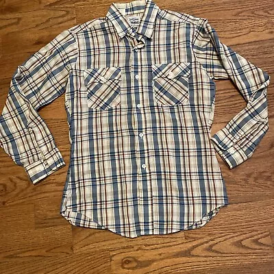 Vintage Levi Strauss & Co Medium Western Men's Shirt Button Longsleeve Plaid • $15