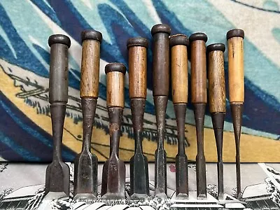 Japanese Vintage Chisel 9set Nomi Made By Famous Blacksmith Toshihirom Etc /c38 • £15.44