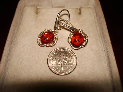 Stunning Vintage Sterling Silver & Natural AMBER Earrings.925 • $29.99