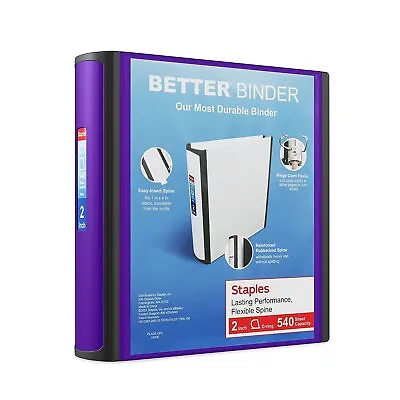 Staples Better 2-Inch D 3-Ring View Binder Purple (20247) 895622 • $11.67