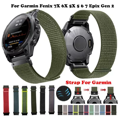 For Garmin Fenix 5/5X Plus 6/6X Pro 7 7X Quick Fit Nylon Loop Watch Band Strap • $12.99