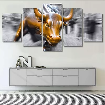 New York City NY Charging Bull 5 Piece Canvas Print Wall Art Home Decoration • $161.80