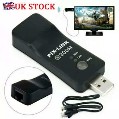 Samsung Capable Smart TV LAN Adapter Ethernet WiFi Wireless Dongle 300M RJ-45 UK • £9.39