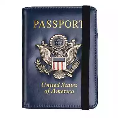 Eagle Print Card Cash Passport Holder PU Leather Wallets Change Purse With Elast • $8.99