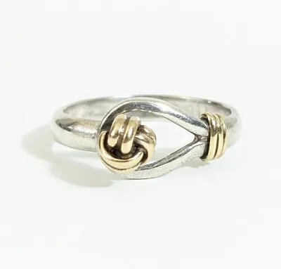 Size 11 Artisan Sterling Silver And 14k Monkey Fist Knot Buckle Loop Ring • $125