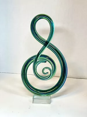 Murano Art Glass Abstract Green And Blue Swirl Figurine 11.5  • $29.99