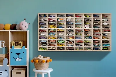 FOR Hot Wheels Diecast Car Matchbox 1/64 Display Wooden Unit Shelf Toy Storage • £42.99