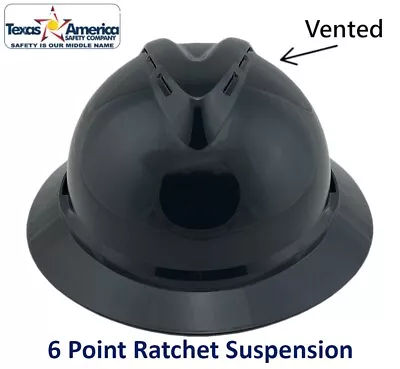 MSA Advance Full Brim Vented Hard Hat With 6 Pt Ratchet Suspension - Black • $34