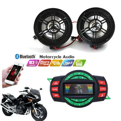 Motorcycle Handlebar Audio System Set Bluetooth USB Stereo Radio MP3 Speakers • $39.99