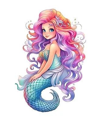 Mermaid Sticker Cute Colorful Girl Woman Rainbow Ocean (4 Inch) • $5.99