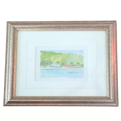 Chantal Marie Watercolor Painting Grand Cove Saint Martin Framed 10in X 9in • $79.99