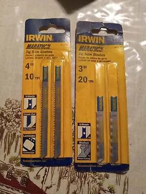 Lot Of 2 Irwin Jig Saw Blades 4  10tpl 3  20 Tpl U-Shank • $12.99