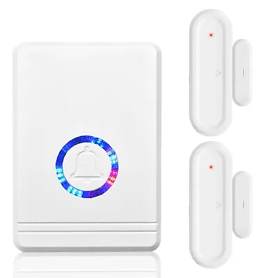 Wireless Door Open Chime Magnetic Entry Alert 48 Tune LED Flash 2Sensor+Receiver • $30.69