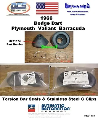 1966 Valiant Barracuda Dart Torsion Bar Boots Seals & SS Clips 2071173 MoPar USA • $32.99