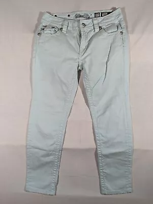 Miss Me Jeans Womens 27 Skinny Denim Light Blue Rhinestone • $15.99