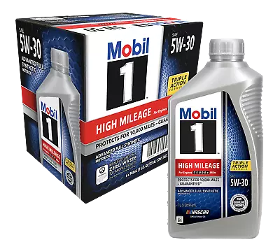 Mobil 1 Motor Oil High Mileage Full Synthetic Motor Oil 5W-30 1 Quart (6 Pack) • $37.99