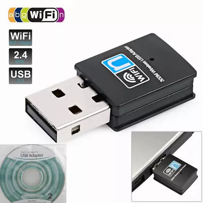 300Mbps Mini Wireless USB Wifi Adapter LAN Network 802.11n/g/b For Win10 • $7.27