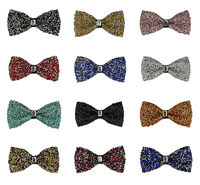 Rhinestone Bow Ties For Men Pre Tied Sequin Bowties Adjustable Variety Of Colors • $12.99