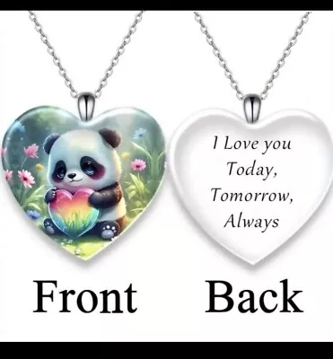 Panda Necklace With Words On Back See Photo Silver Plate Chain 20 Inch • £4.99