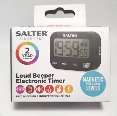 Salter Digital Kitchen Timer Countdown Loud Beeper Self Standing & Magnetic NEW • £14.94