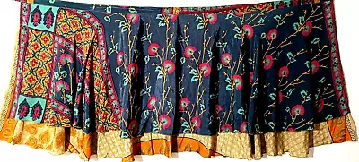 Women's Indian Sari Wrap Skirt Handmade Reversible Vintage Hippie XL Tea • $25.97