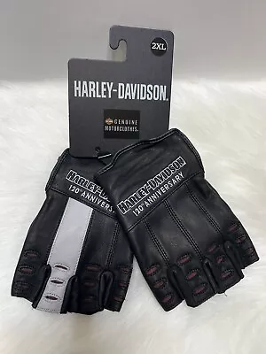 Harley Davidson Mens 120th Anniversary True North Fingerless Leather Gloves 2XL • $39.99