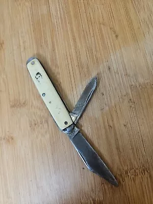 Vintage USA Pocket Knife Two Blade Worn Portrait Advertising GUC • $9.99