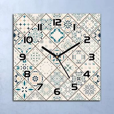 Wall Clock Real Glass Kitchen Clock Tile Mosaic Quartz Silent 30x30 Deco Images • $48.95