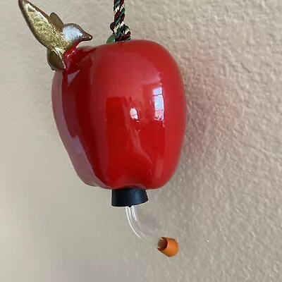 Vintage Ceramic Apple Hanging Hummingbird Feeder Pottery W Glass Stem 75”X 45  • $17