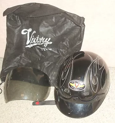 VICTORY Polaris Motorcycle Half Helmet W/ Zip Off Neck Skirt & Bag  Size Medium • $22.99