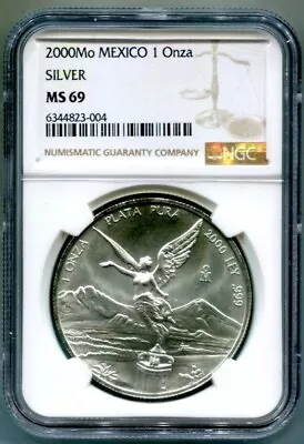 NGC-MS69 2000-Mo 1-ONZA Silver LIBERTAD - Low Mintage - Free Shipping • $199