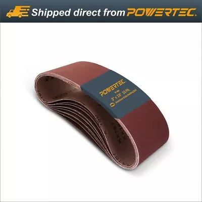 POWERTEC 3 X 18  Sanding Belt 80 Grit 10 PK Aluminum Oxide Sandpaper 110810 • $14.99