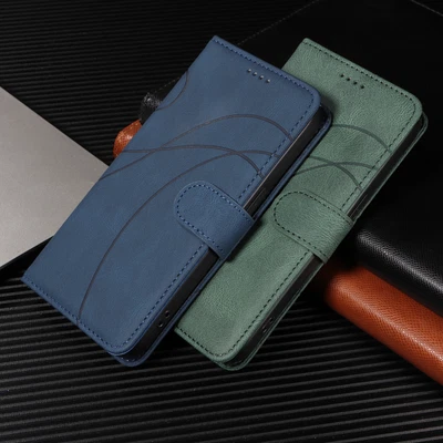 $11.87 • Buy For Oppo A73 A94 A96 A77 A95 Line Embossing PU Leather Wallet Case Phone Cover