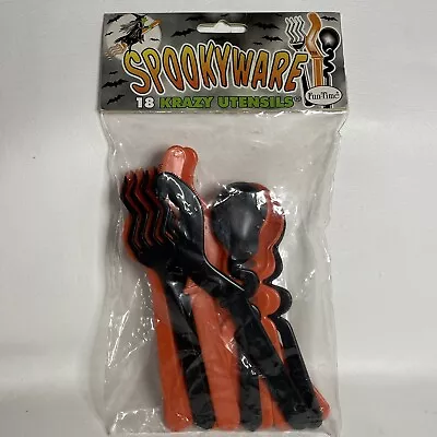 Spookyware Vintage Fun-Time Halloween 18 Krazy Utensils 1996 Plastic Cutlery • $15