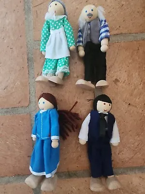 Lot Of 4 Melissa & Doug Caucasian Wooden Dollhouse People Figures  • $14.99