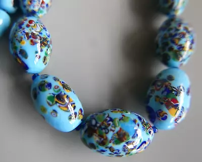 Colourful Long Vintage Venetian End Of Day / Millefiori Glass Bead Necklace • £39