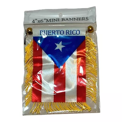 Puerto Rico Mini Banner Flag Great For Car & Home Window Mirror Hanging 2 Sided • $6.88