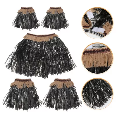 Girls Hawaiian Grass Skirt Set With Arm/Leg Bands - Black • $17.35