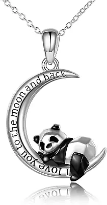 Panda Necklace Sterling Silver Cute Origami Panda I Love You To The Moon & Back • $86.20