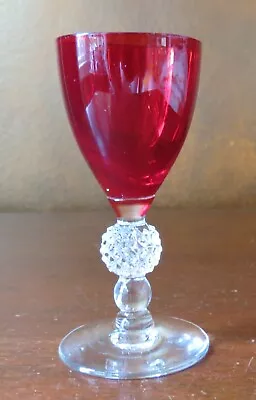 Morgantown Golf Ball Ruby Red #7643 Stem 3 ½” Cordial Glass/Goblet(s) • $16.99