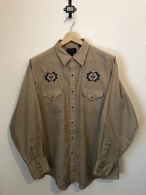 £14 • Buy Vintage High Noon Embroidered Western Shirt Size XL Snap Closure Long Sleeves 01