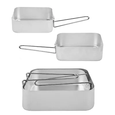 Set Of 2 Aluminium Mess Tins Cooking Saucepans Outdoor Camping Festival Hiking • $11.13