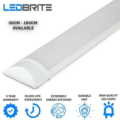 LED Batten Light 6500K Daylight IP44 LED Fluorescent Strip Light Slim Fitting • £8.79