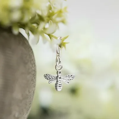Silver Bee Charm - 925 Sterling Clip On Charms - Lobster Clasp - Bumble Bee Gift • £8.50