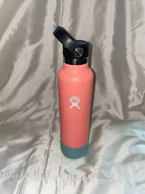 Coral Hydro Flask 24 Oz With Light Blue Bottle Sleeve • $10
