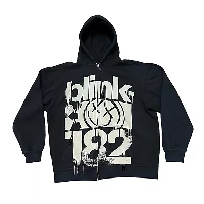 Blink 182 Vintage Band Hoodie XL Black Full Zip Y2K Punk Green Day The Offspring • $75