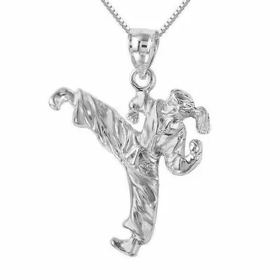Sterling Silver Female Martial Arts Karate Pendant / Charm Made USA Box Chain • $16.99
