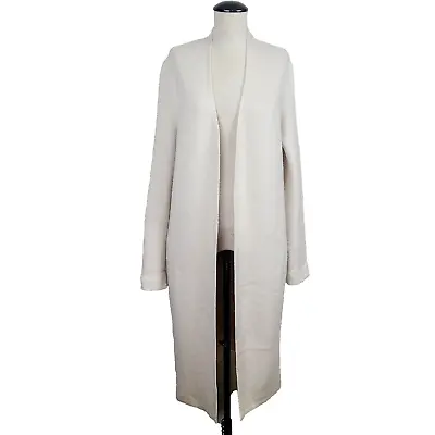 Magaschoni Open Cardigan L Cream Soft Luxurious Longline Sweater With Pockets • $39.99